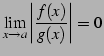 $\displaystyle \lim_{x\to a} \left\vert\frac{f(x)}{g(x)}\right\vert=0$