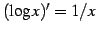 $ (\log x)'=1/x$