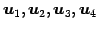 $ \vec{u}_1,\vec{u}_2,\vec{u}_3,\vec{u}_4$