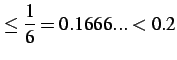 $\displaystyle \leq\frac{1}{6}=0.1666...<0.2$