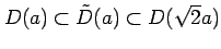 $\displaystyle D(a)\subset \tilde{D}(a)\subset D(\sqrt{2}a)$