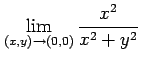 $ \displaystyle{\lim_{(x,y)\to(0,0)}\frac{x^2}{x^2+y^2}}$