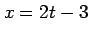 $ x=2t-3$