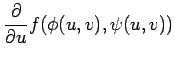 $\displaystyle \frac{\partial}{\partial u} f(\phi(u,v),\psi(u,v))$