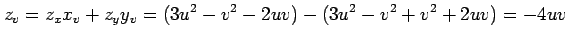 $\displaystyle z_v=z_xx_v+z_yy_v= (3u^2-v^2-2uv)-(3u^2-v^2+v^2+2uv)=-4uv$