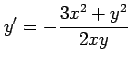 $\displaystyle y'=-\frac{3x^2+y^2}{2xy}$