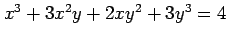 $ x^3+3x^2y+2xy^2+3y^3=4$