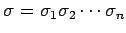 $ \sigma=\sigma_{1}\sigma_{2}\cdots\sigma_{n}$