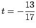 $\displaystyle t=-\frac{13}{17}$