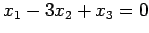 $ x_1-3x_2+x_3=0$