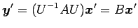 $\displaystyle \vec{y}'=(U^{-1}AU)\vec{x}'=B\vec{x}'$