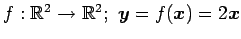 $ f:\mathbb{R}^{2}\to\mathbb{R}^{2};\,\,\vec{y}=f(\vec{x})=2\vec{x}$