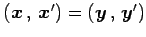 $ \left({\vec{x}}\,,\,{\vec{x}'}\right)=\left({\vec{y}}\,,\,{\vec{y}'}\right)$