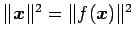 $ \Vert\vec{x}\Vert^2=\Vert f(\vec{x})\Vert^2$