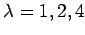 $ \lambda=1,2,4$