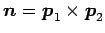 $ \vec{n}=\vec{p}_1\times\vec{p}_2$