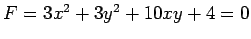 $ F=3x^2+3y^2+10xy+4=0$