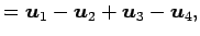 $\displaystyle = \vec{u}_1-\vec{u}_2+\vec{u}_3-\vec{u}_4,$