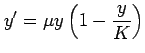 $ \displaystyle{y'=\mu y\left(1-\frac{y}{K}\right)}$