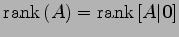 $ \mathrm{rank}\,(A)=\mathrm{rank}\,[A\vert\vec{0}]$