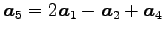 $ \vec{a}_5=2\vec{a}_1-\vec{a}_2+\vec{a}_4$