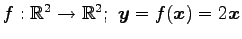 $ f:\mathbb{R}^{2}\to\mathbb{R}^{2};\,\,\vec{y}=f(\vec{x})=2\vec{x}$