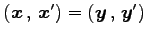 $ \left({\vec{x}}\,,\,{\vec{x}'}\right)=\left({\vec{y}}\,,\,{\vec{y}'}\right)$