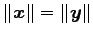 $ \Vert\vec{x}\Vert=\Vert\vec{y}\Vert$