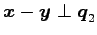 $ \vec{x}-\vec{y}\perp\vec{q}_2$