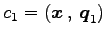 $ c_1=\left({\vec{x}}\,,\,{\vec{q}_1}\right)$