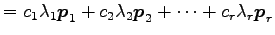 $\displaystyle = c_1\lambda_1\vec{p}_1+ c_2\lambda_2\vec{p}_2+ \cdots+ c_{r}\lambda_{r}\vec{p}_{r}$