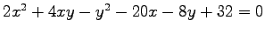 $ 2x^2+4xy-y^2-20x-8y+32=0$