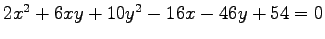 $ 2x^2+6xy+10y^2-16x-46y+54=0$