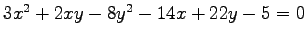 $ 3x^2+2xy-8y^2-14x+22y-5=0$