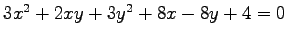 $ 3x^2+2xy+3y^2+8x-8y+4=0$