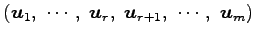 $\displaystyle \left(\vec{u}_1,\,\, \cdots,\,\, \vec{u}_r,\,\, \vec{u}_{r+1},\,\, \cdots,\,\, \vec{u}_m\right)$