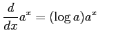 $\displaystyle \frac{d}{dx}a^{x}=(\log a)a^{x} \qquad$