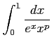 $\displaystyle \int_{0}^{1}\frac{dx}{e^{x}x^{p}}$