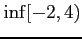 $ \displaystyle{\inf[-2,4)}$