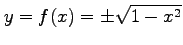 $\displaystyle y=f(x)=\pm\sqrt{1-x^2}$