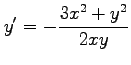 $\displaystyle y'=-\frac{3x^2+y^2}{2xy}$