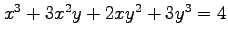 $ x^3+3x^2y+2xy^2+3y^3=4$