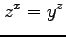 $ \displaystyle{z^x=y^z}$