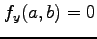 $ f_y(a,b)=0$