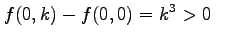 $\displaystyle f(0,k)-f(0,0)=k^3>0 \quad$