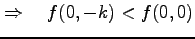 $\displaystyle \Rightarrow\quad f(0,-k)<f(0,0)$