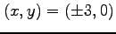 $ (x,y)=(\pm3,0)$