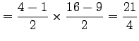 $\displaystyle = \frac{4-1}{2}\times\frac{16-9}{2}=\frac{21}{4}$