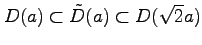 $\displaystyle D(a)\subset \tilde{D}(a)\subset D(\sqrt{2}a)$