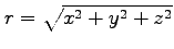 $ r=\sqrt{x^2+y^2+z^2}$